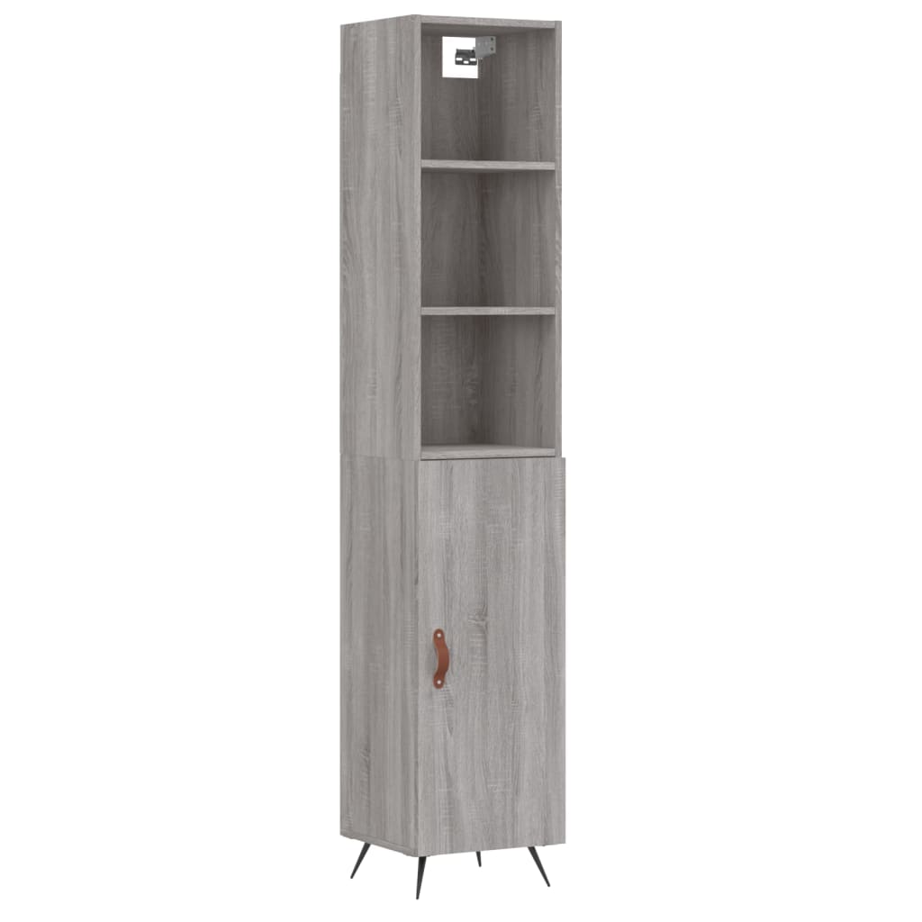 vidaXL Aparador alto madera contrachapada gris Sonoma 34,5x34x180 cm