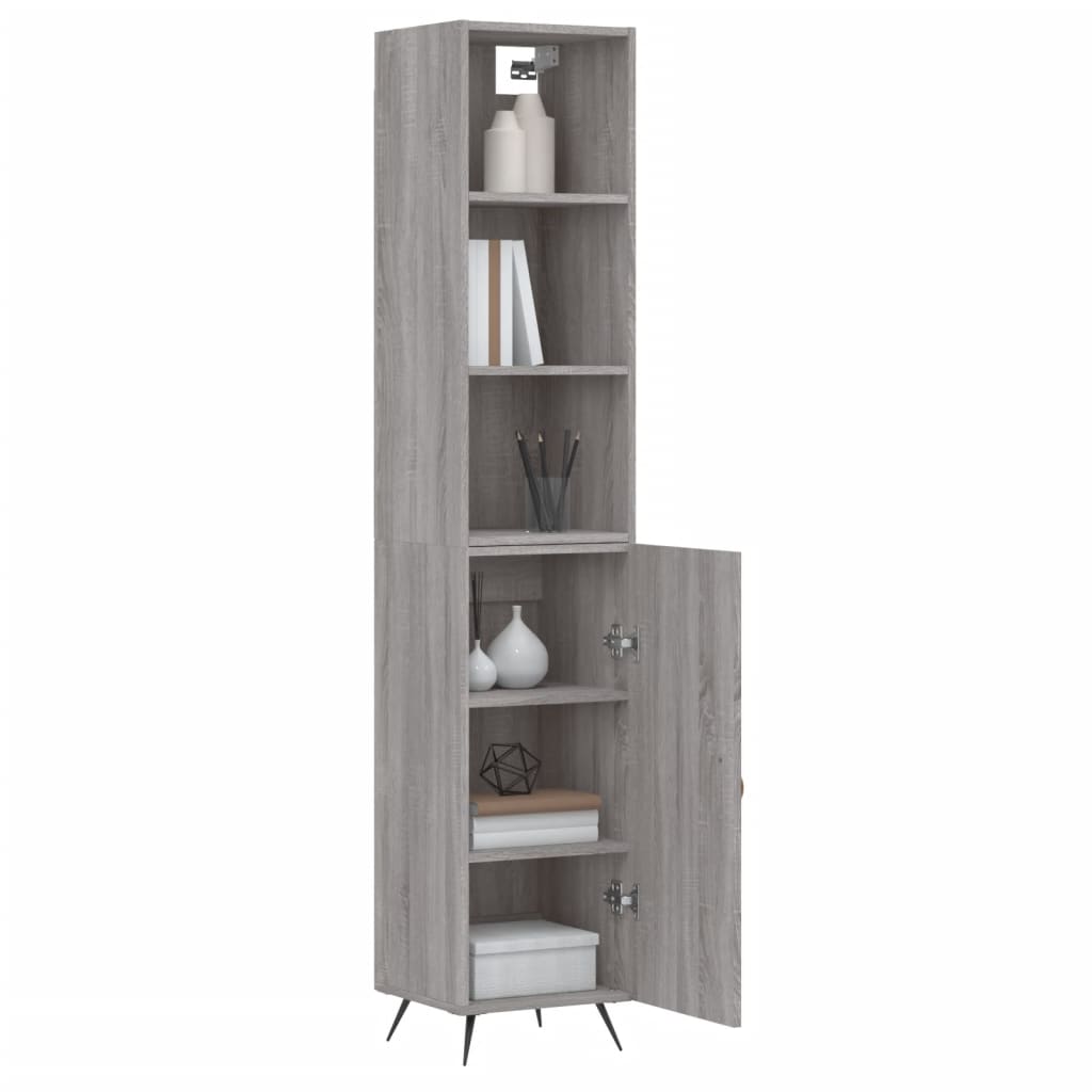 vidaXL Aparador alto madera contrachapada gris Sonoma 34,5x34x180 cm