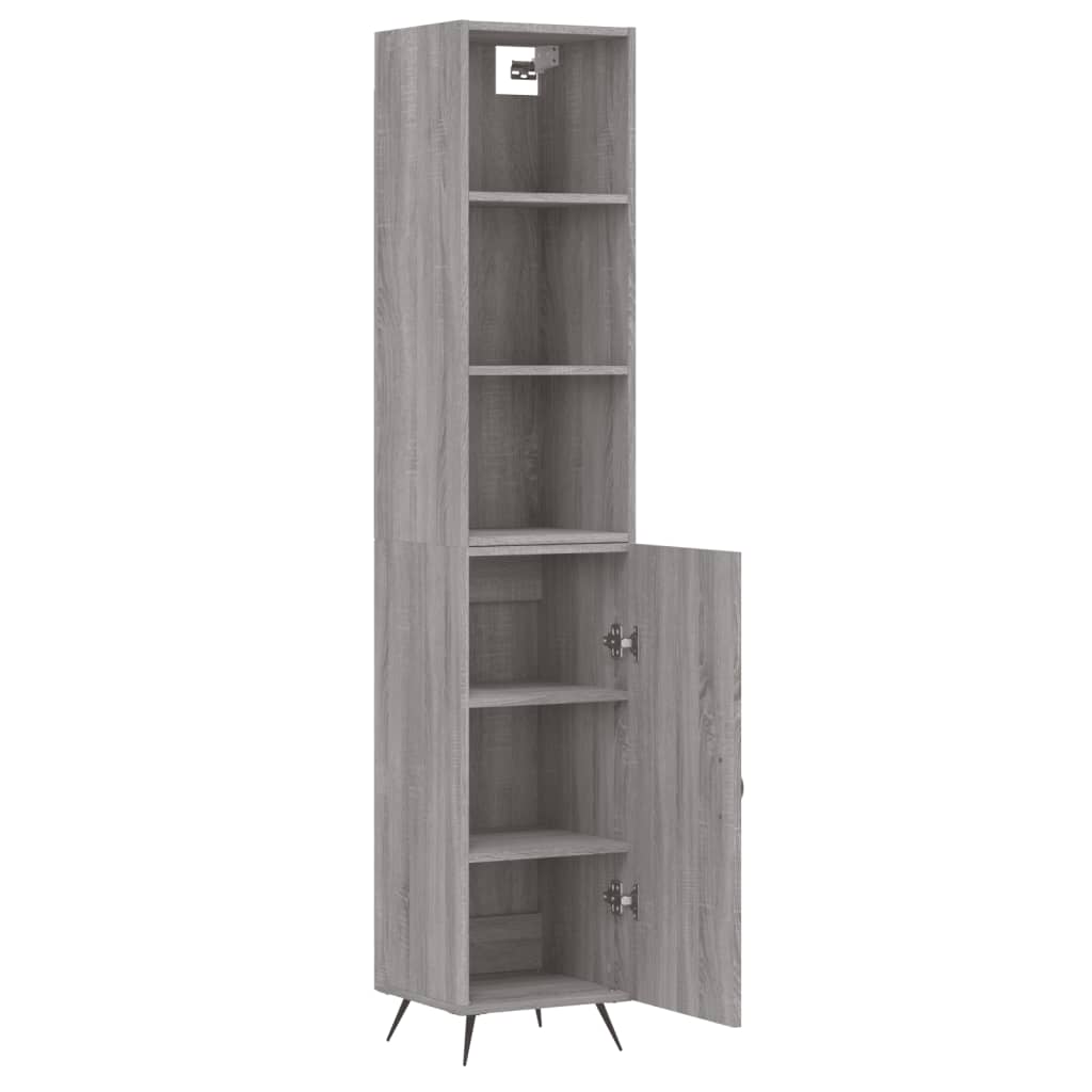 vidaXL Aparador alto madera contrachapada gris Sonoma 34,5x34x180 cm