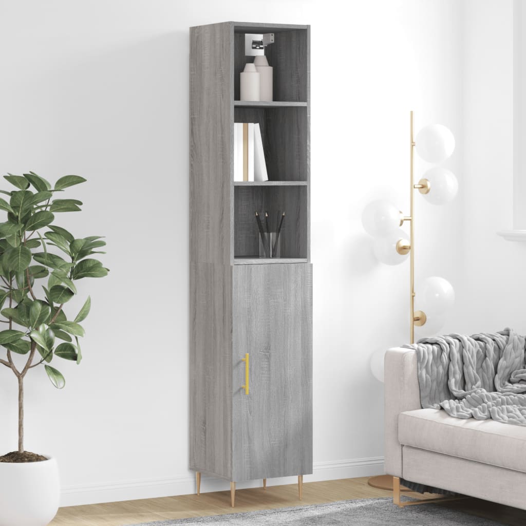 vidaXL Aparador alto madera contrachapada gris Sonoma 34,5x34x180 cm