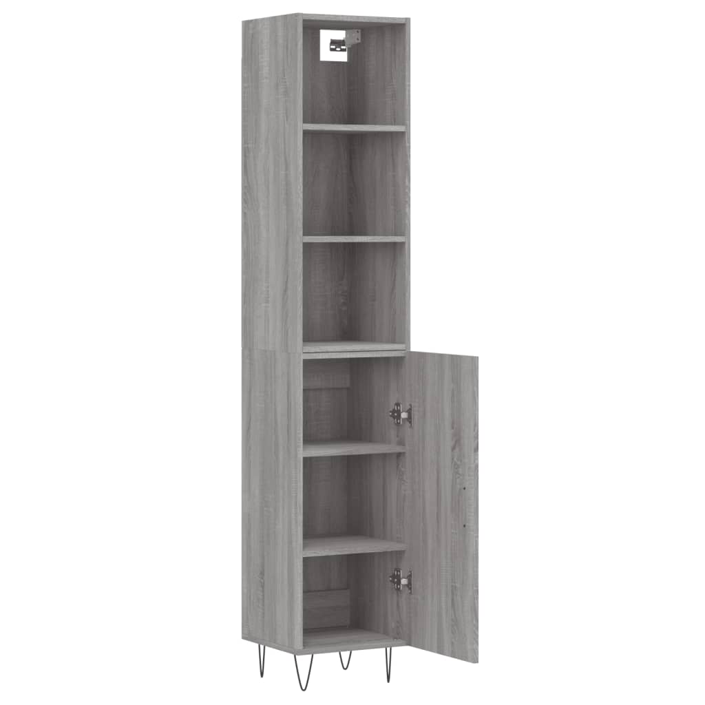 vidaXL Aparador alto madera contrachapada gris Sonoma 34,5x34x180 cm