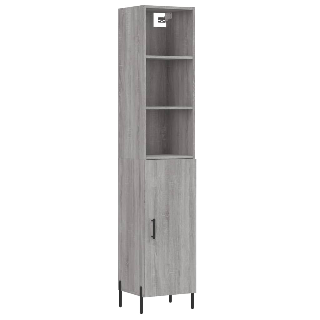 vidaXL Aparador alto madera contrachapada gris Sonoma 34,5x34x180 cm