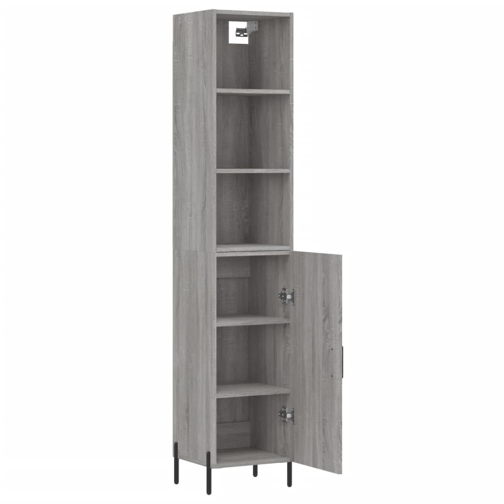 vidaXL Aparador alto madera contrachapada gris Sonoma 34,5x34x180 cm