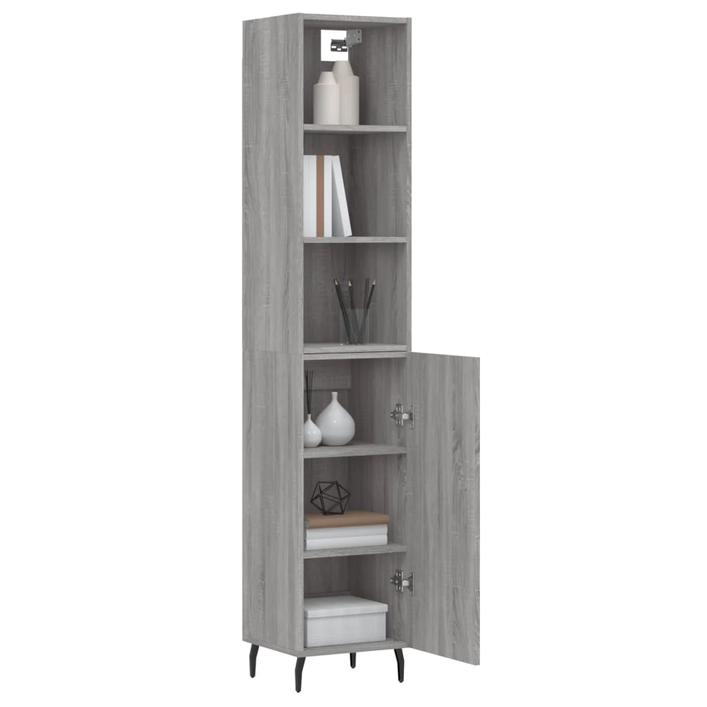 vidaXL Aparador alto madera contrachapada gris Sonoma 34,5x34x180 cm