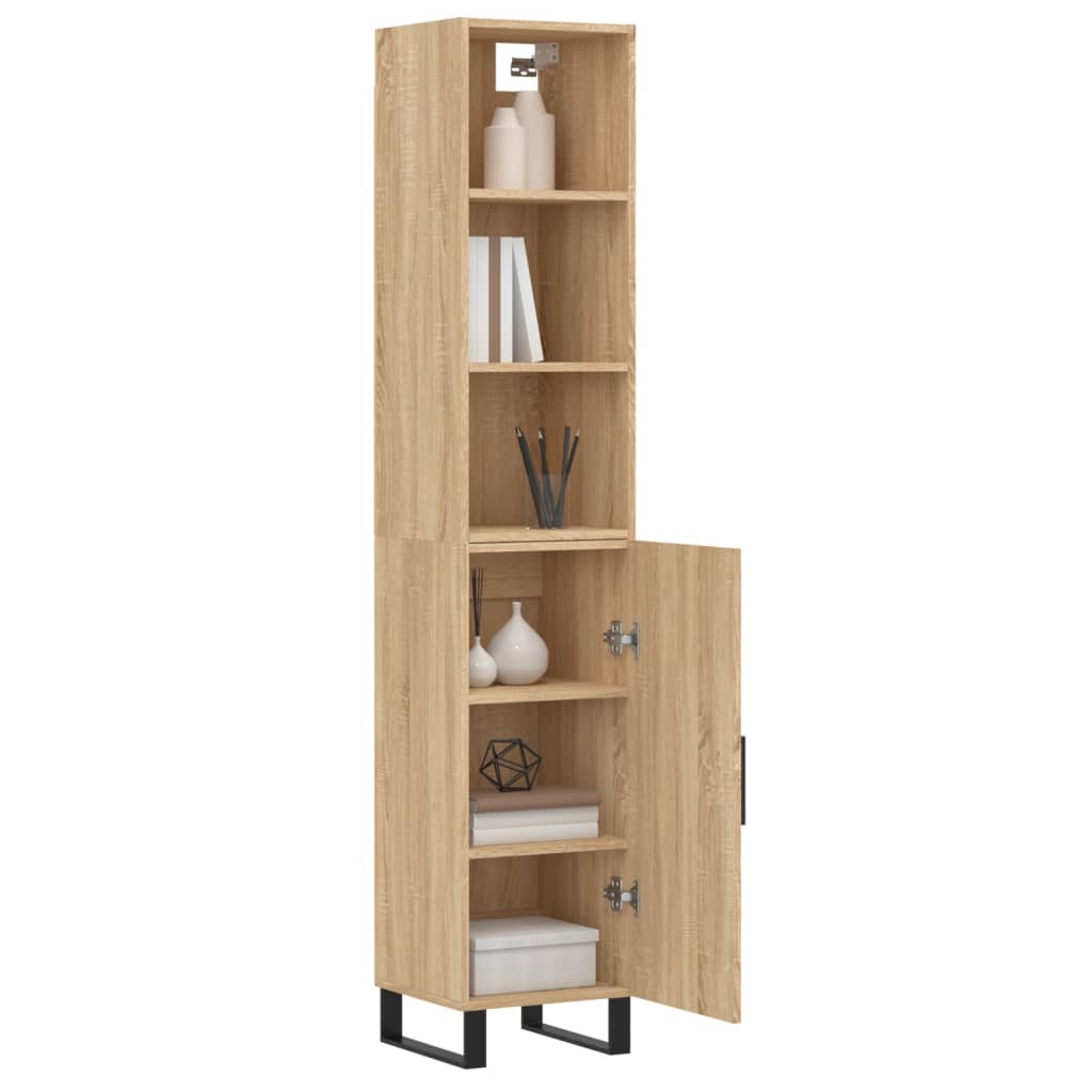 vidaXL Aparador de madera contrachapada roble Sonoma 34,5x34x180 cm