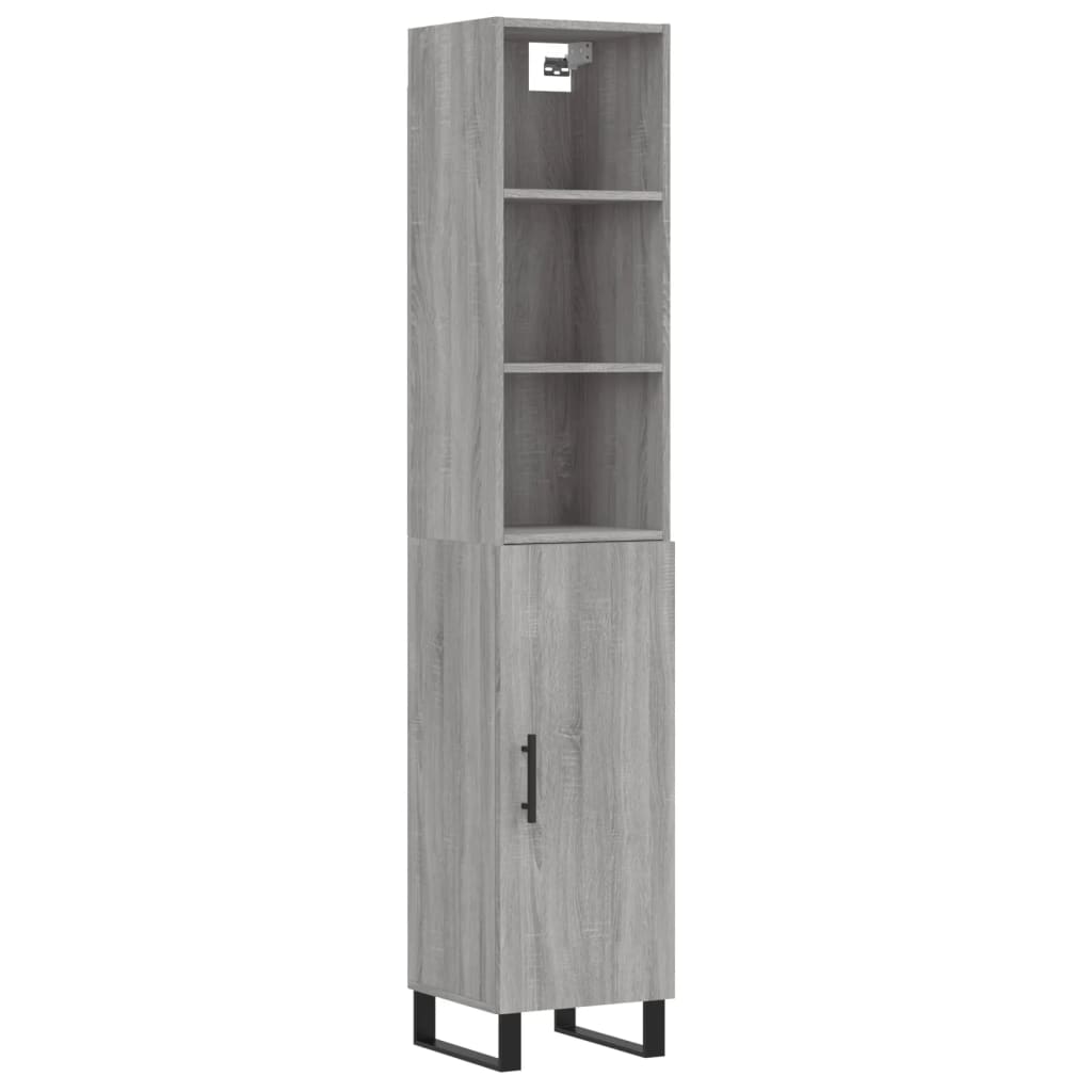 vidaXL Aparador alto madera contrachapada gris Sonoma 34,5x34x180 cm