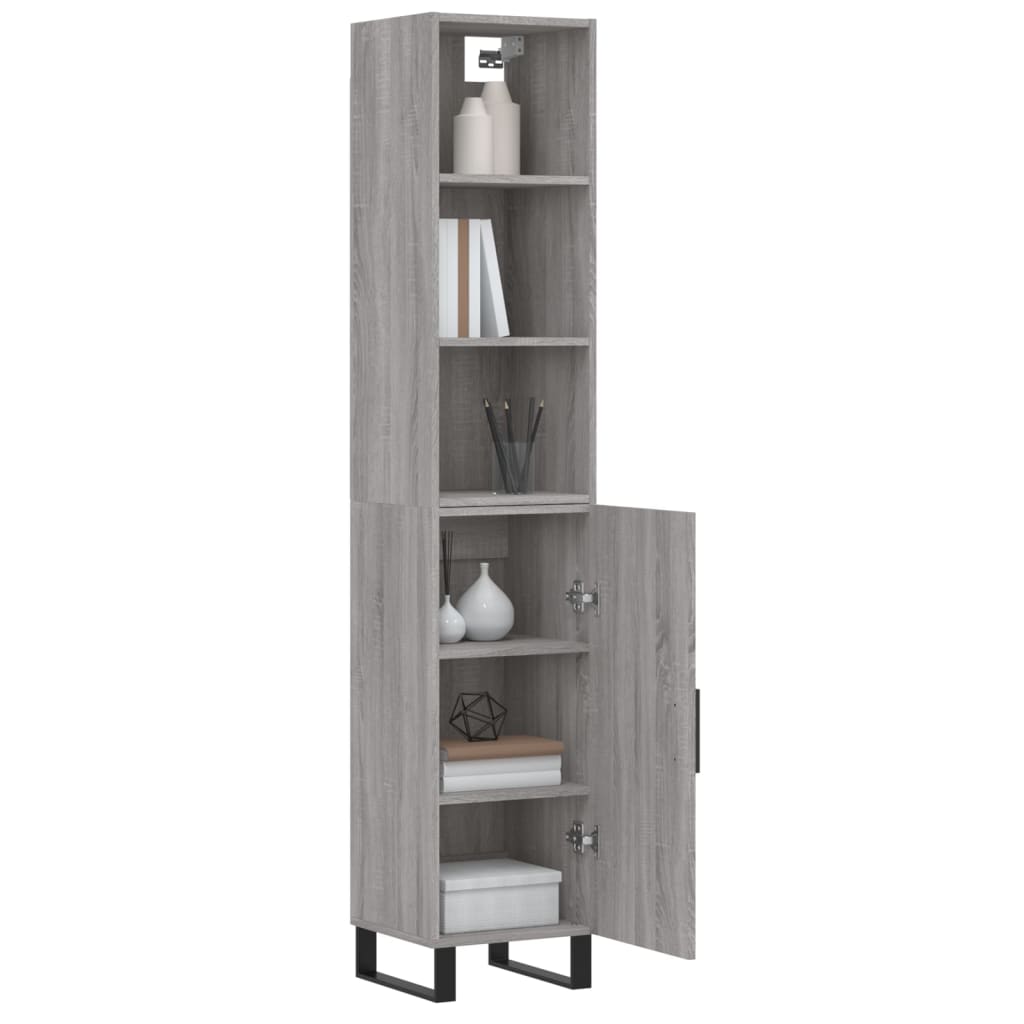 vidaXL Aparador alto madera contrachapada gris Sonoma 34,5x34x180 cm