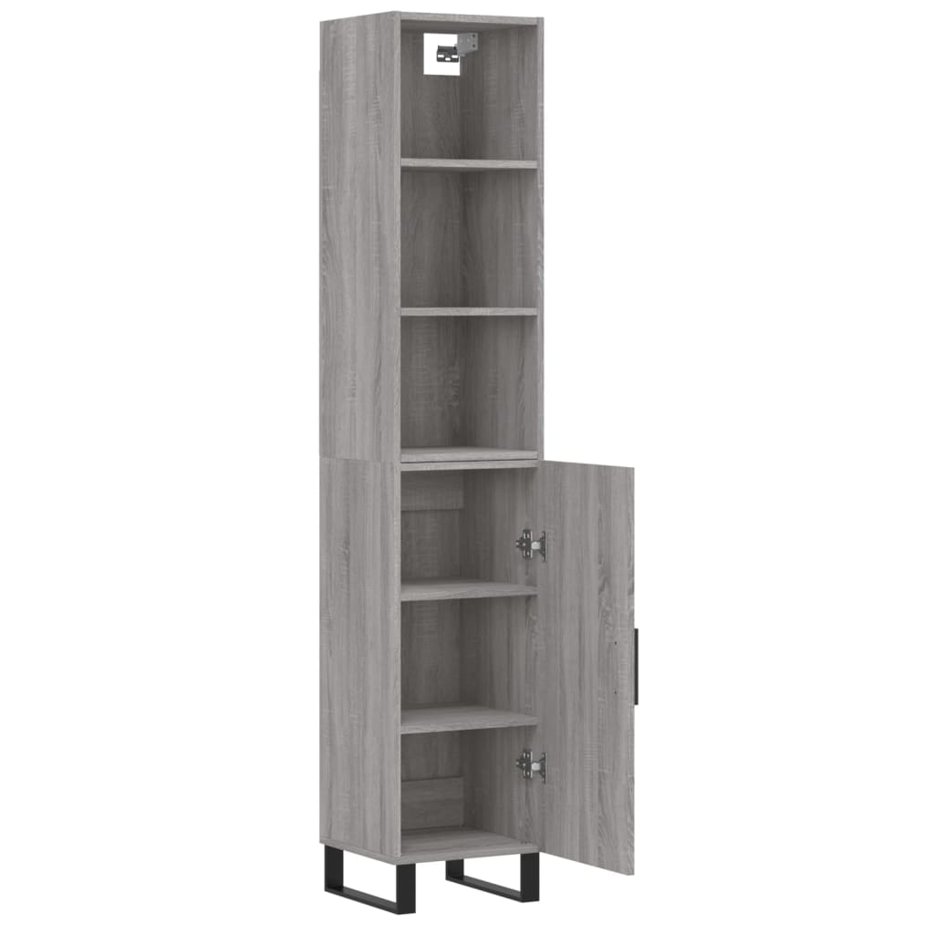 vidaXL Aparador alto madera contrachapada gris Sonoma 34,5x34x180 cm