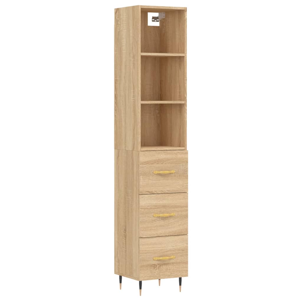 vidaXL Aparador de madera contrachapada roble Sonoma 34,5x34x180 cm