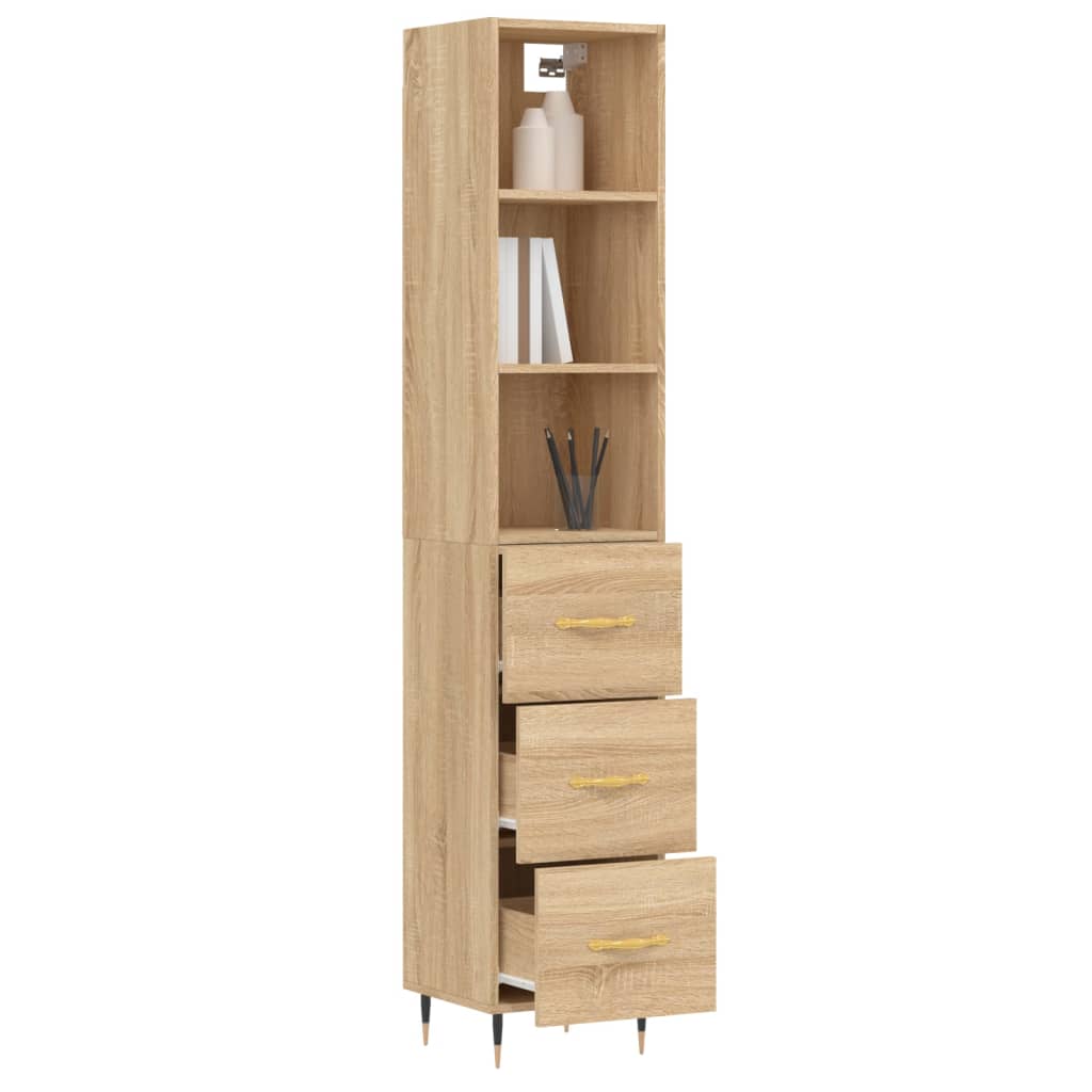 vidaXL Aparador de madera contrachapada roble Sonoma 34,5x34x180 cm