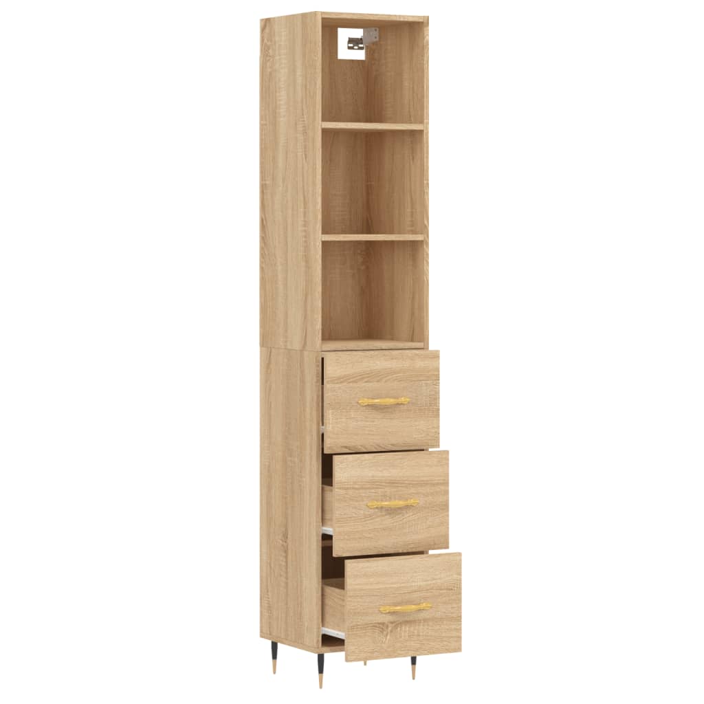 vidaXL Aparador de madera contrachapada roble Sonoma 34,5x34x180 cm