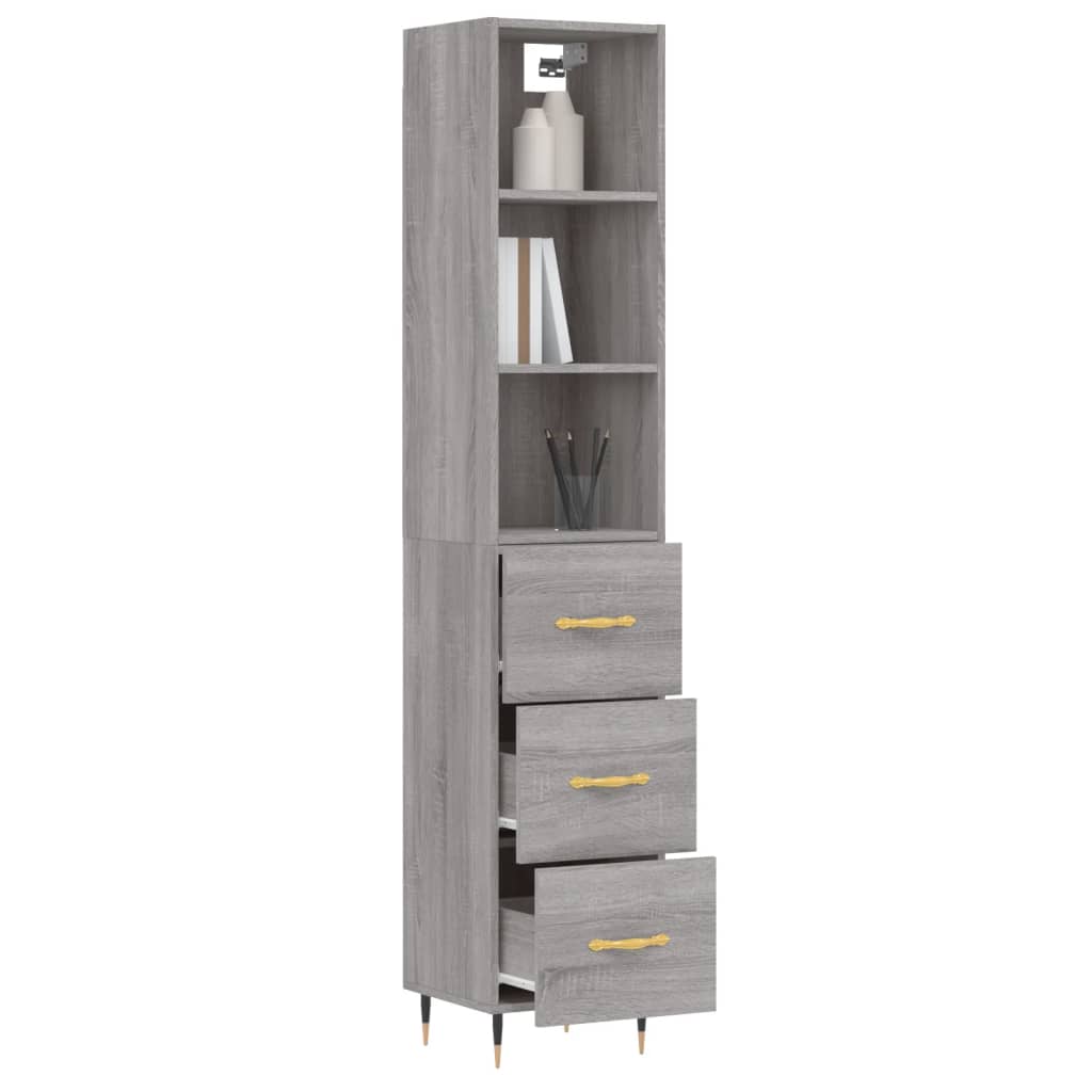 vidaXL Aparador alto madera contrachapada gris Sonoma 34,5x34x180 cm