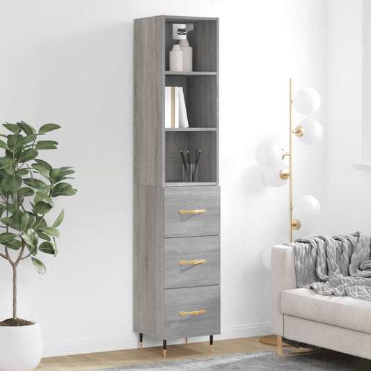 vidaXL Aparador alto madera contrachapada gris Sonoma 34,5x34x180 cm