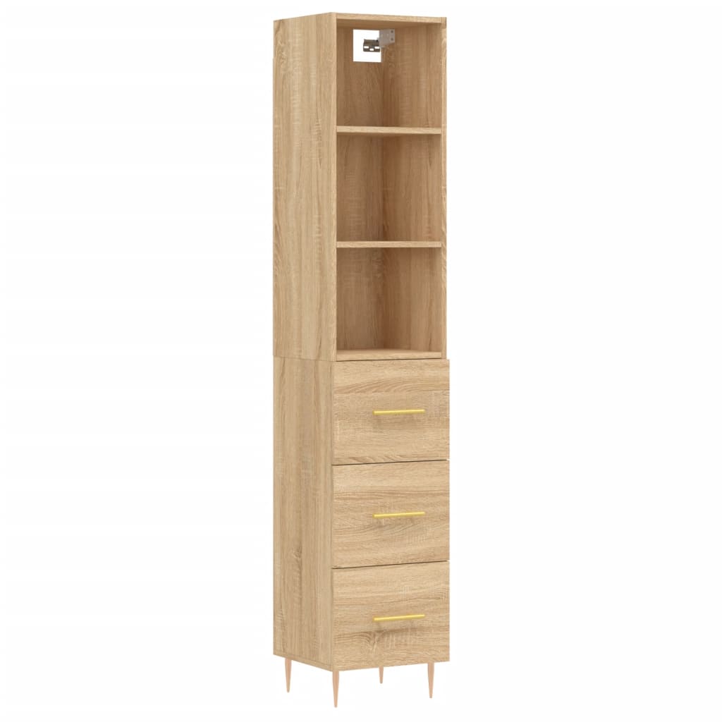 vidaXL Aparador de madera contrachapada roble Sonoma 34,5x34x180 cm