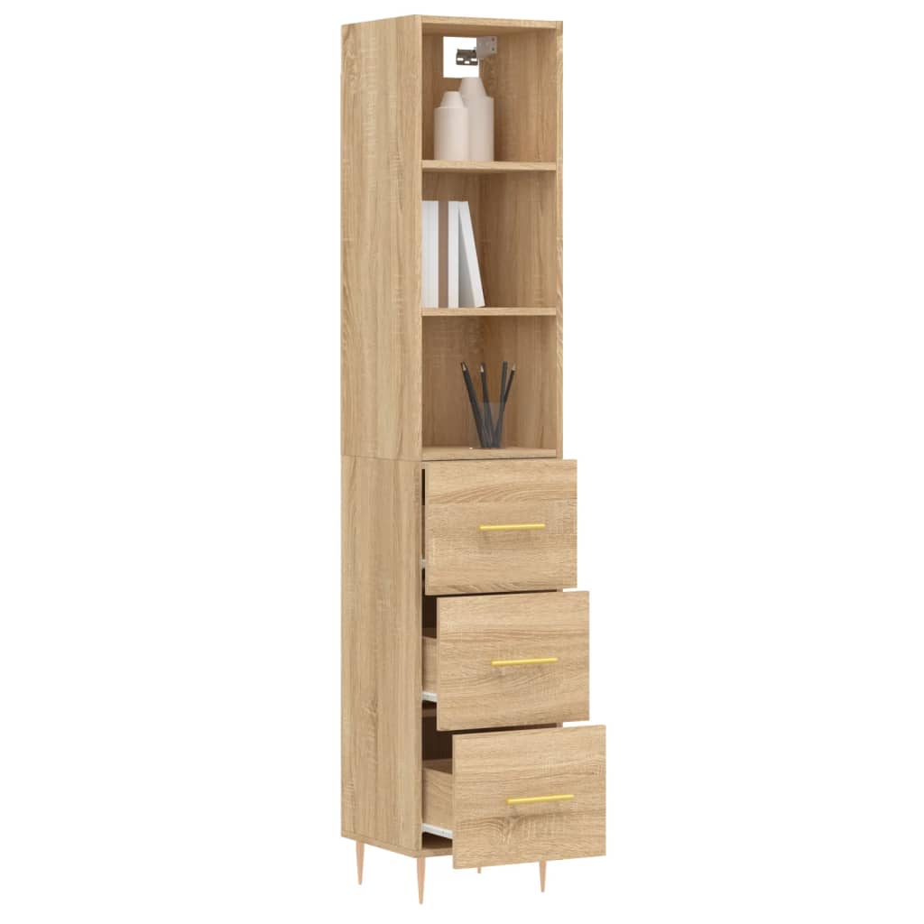 vidaXL Aparador de madera contrachapada roble Sonoma 34,5x34x180 cm