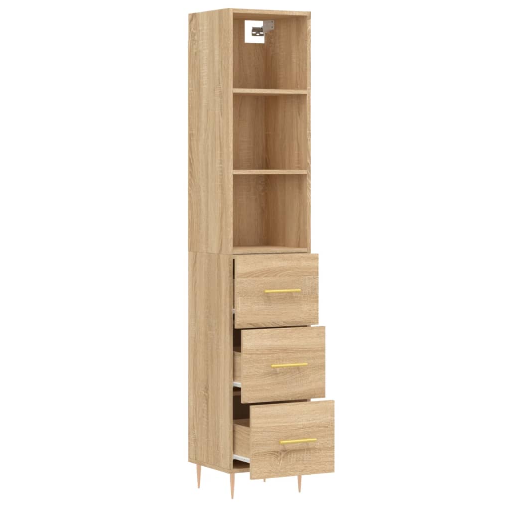 vidaXL Aparador de madera contrachapada roble Sonoma 34,5x34x180 cm