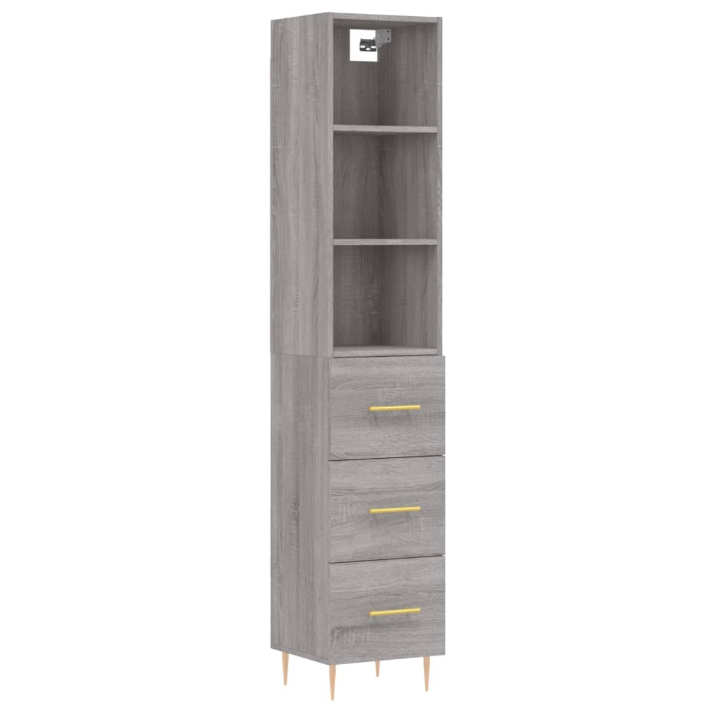 vidaXL Aparador alto madera contrachapada gris Sonoma 34,5x34x180 cm