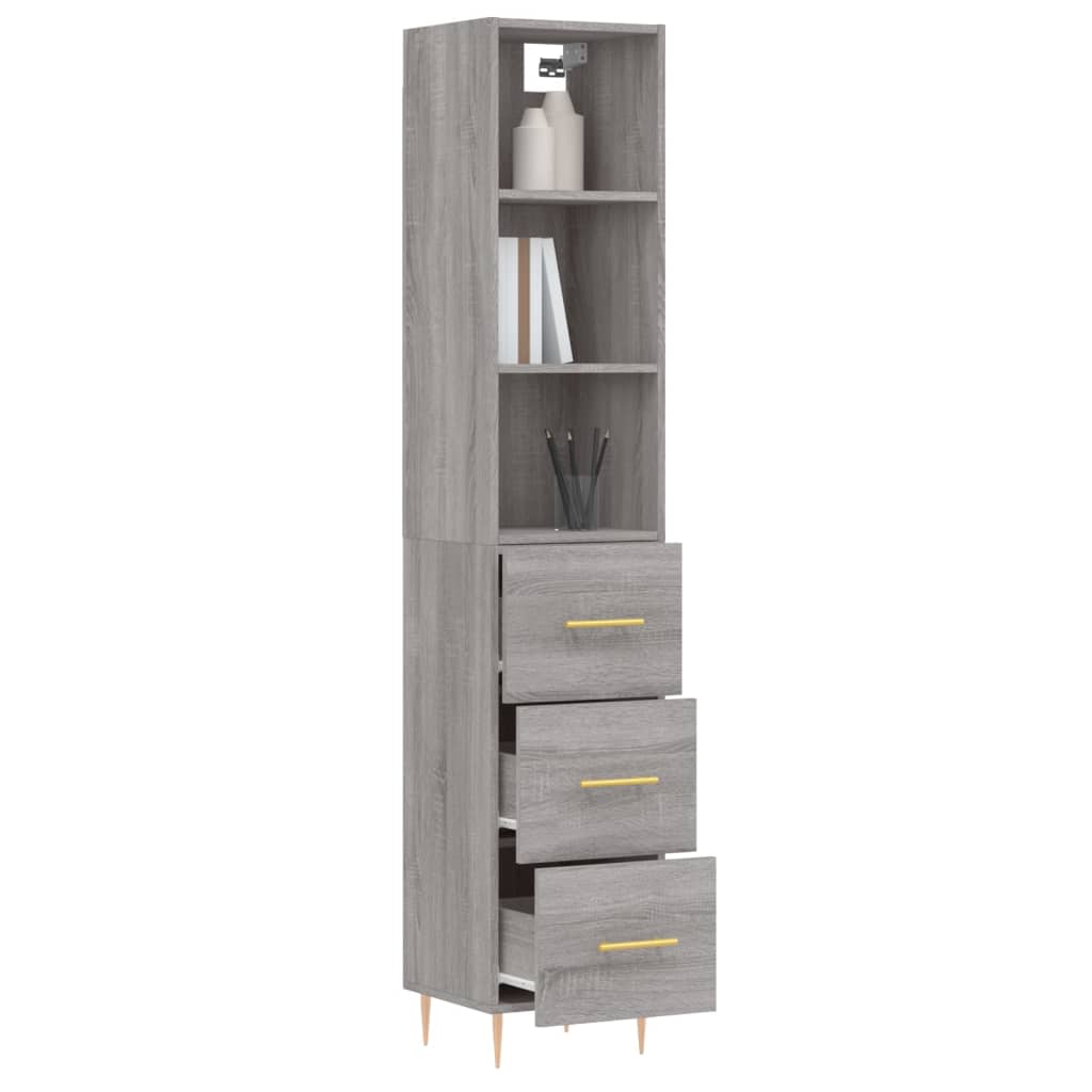 vidaXL Aparador alto madera contrachapada gris Sonoma 34,5x34x180 cm