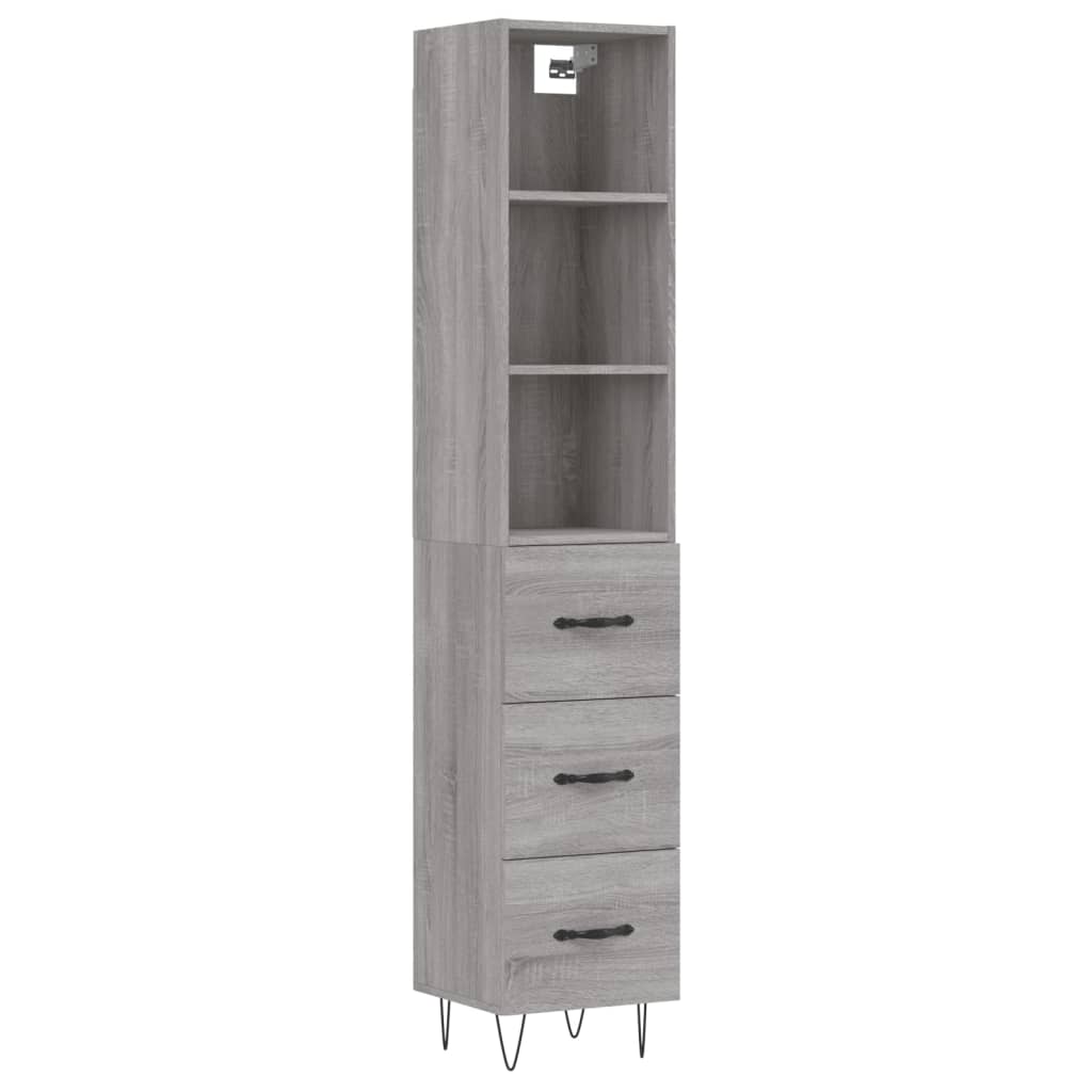 vidaXL Aparador alto madera contrachapada gris Sonoma 34,5x34x180 cm