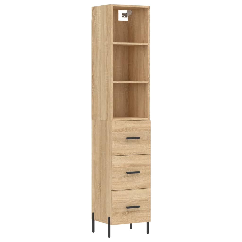 vidaXL Aparador de madera contrachapada roble Sonoma 34,5x34x180 cm