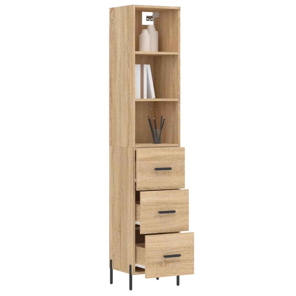 vidaXL Aparador de madera contrachapada roble Sonoma 34,5x34x180 cm