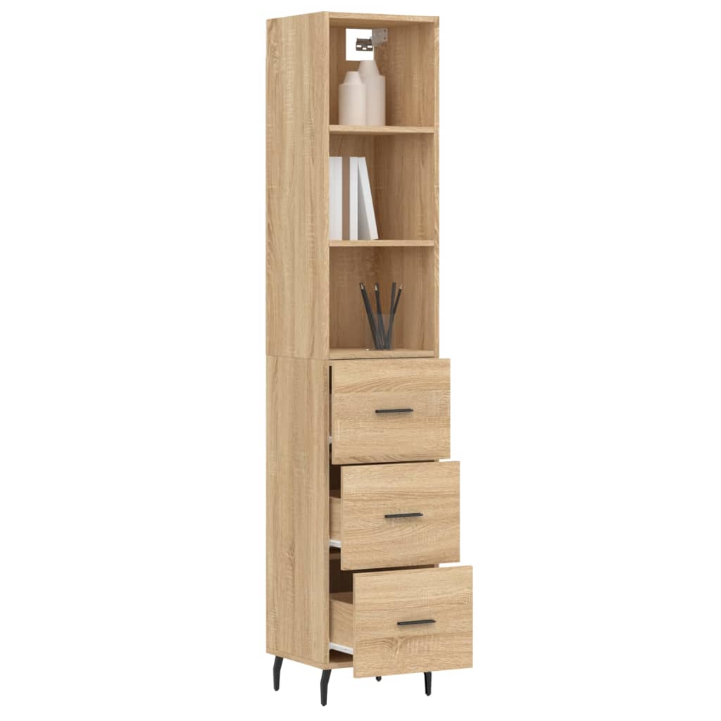 vidaXL Aparador de madera contrachapada roble Sonoma 34,5x34x180 cm