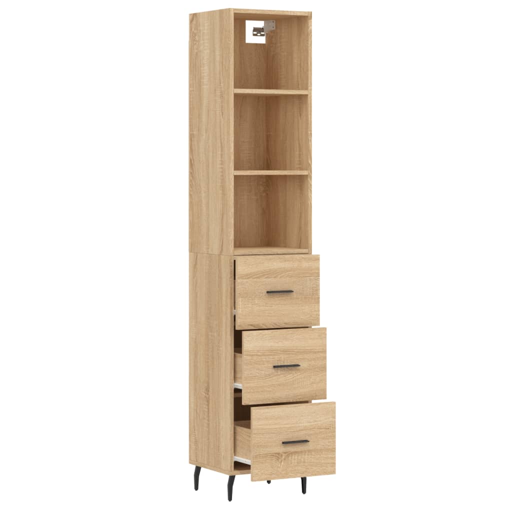 vidaXL Aparador de madera contrachapada roble Sonoma 34,5x34x180 cm