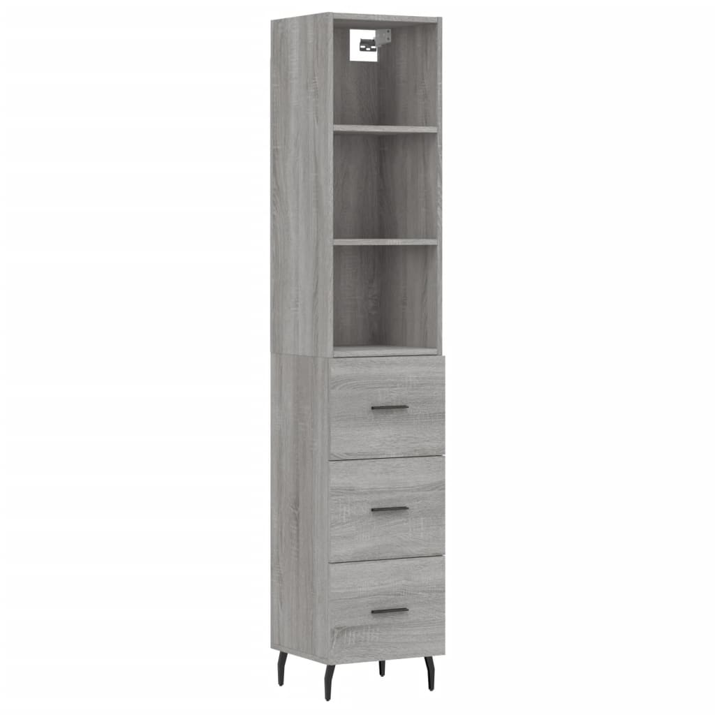 vidaXL Aparador alto madera contrachapada gris Sonoma 34,5x34x180 cm