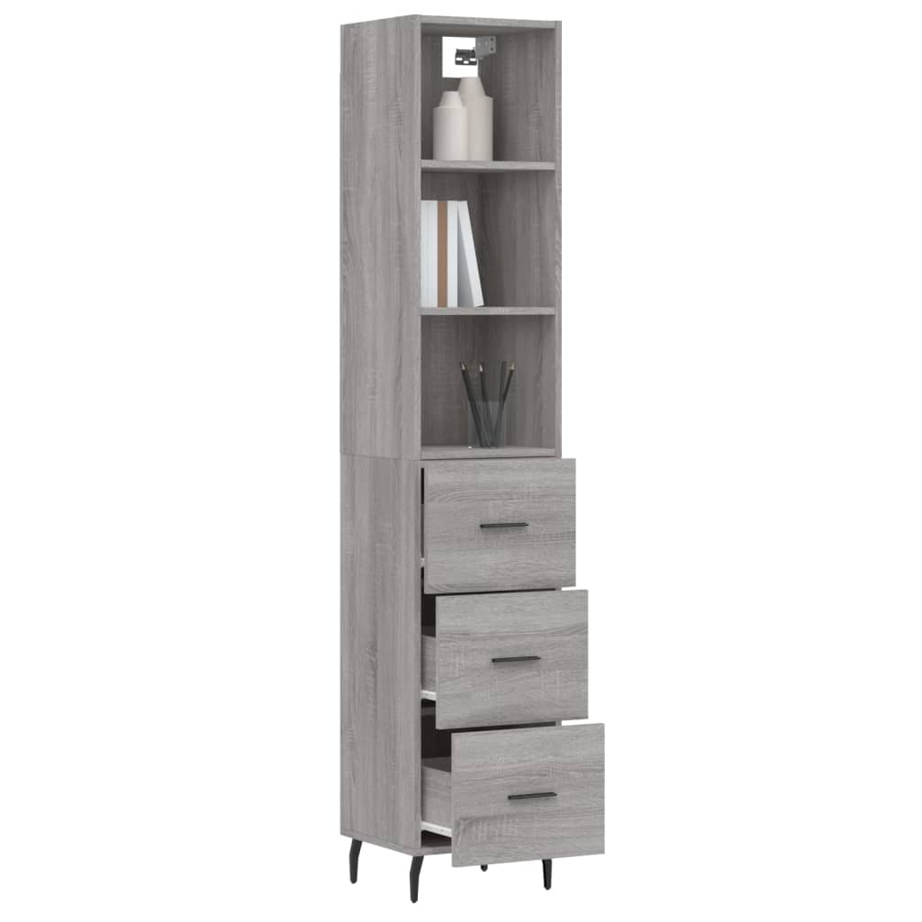 vidaXL Aparador alto madera contrachapada gris Sonoma 34,5x34x180 cm