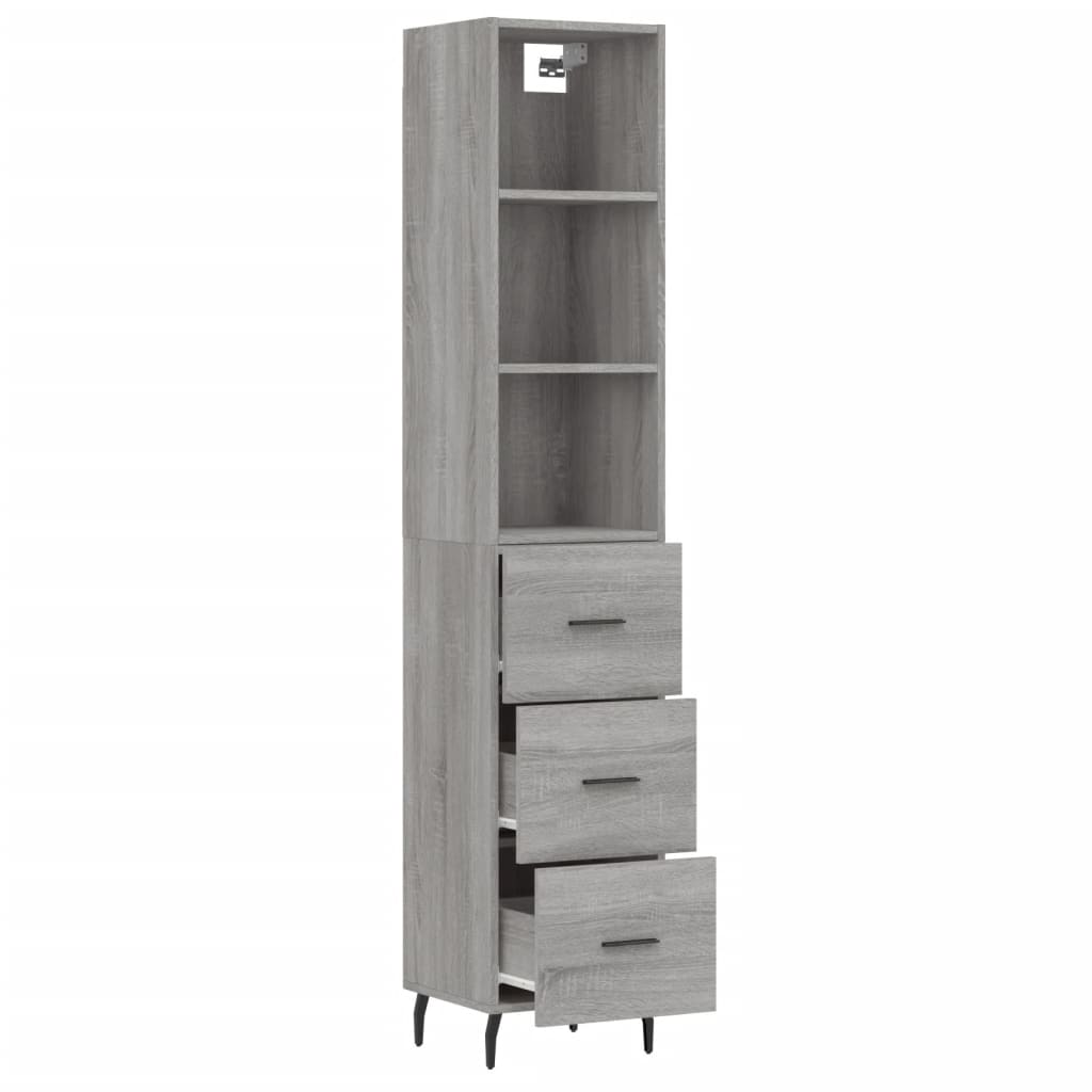 vidaXL Aparador alto madera contrachapada gris Sonoma 34,5x34x180 cm