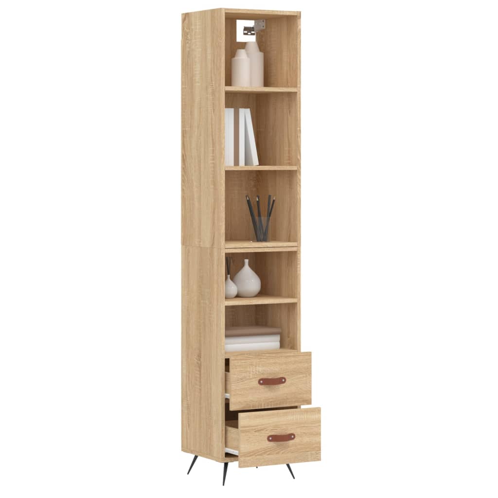 vidaXL Aparador de madera contrachapada roble Sonoma 34,5x34x180 cm