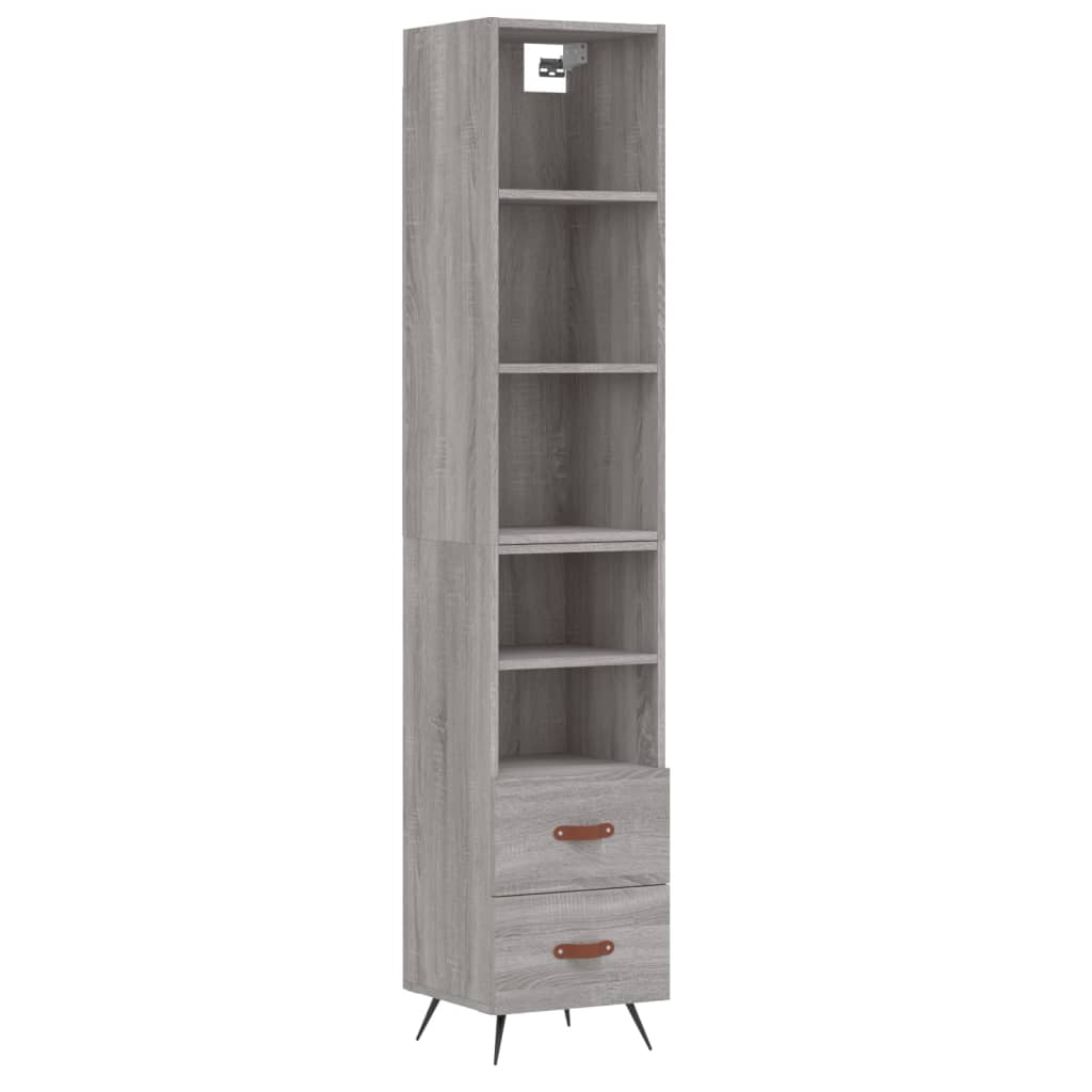 vidaXL Aparador alto madera contrachapada gris Sonoma 34,5x34x180 cm