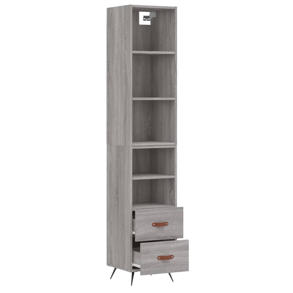 vidaXL Aparador alto madera contrachapada gris Sonoma 34,5x34x180 cm