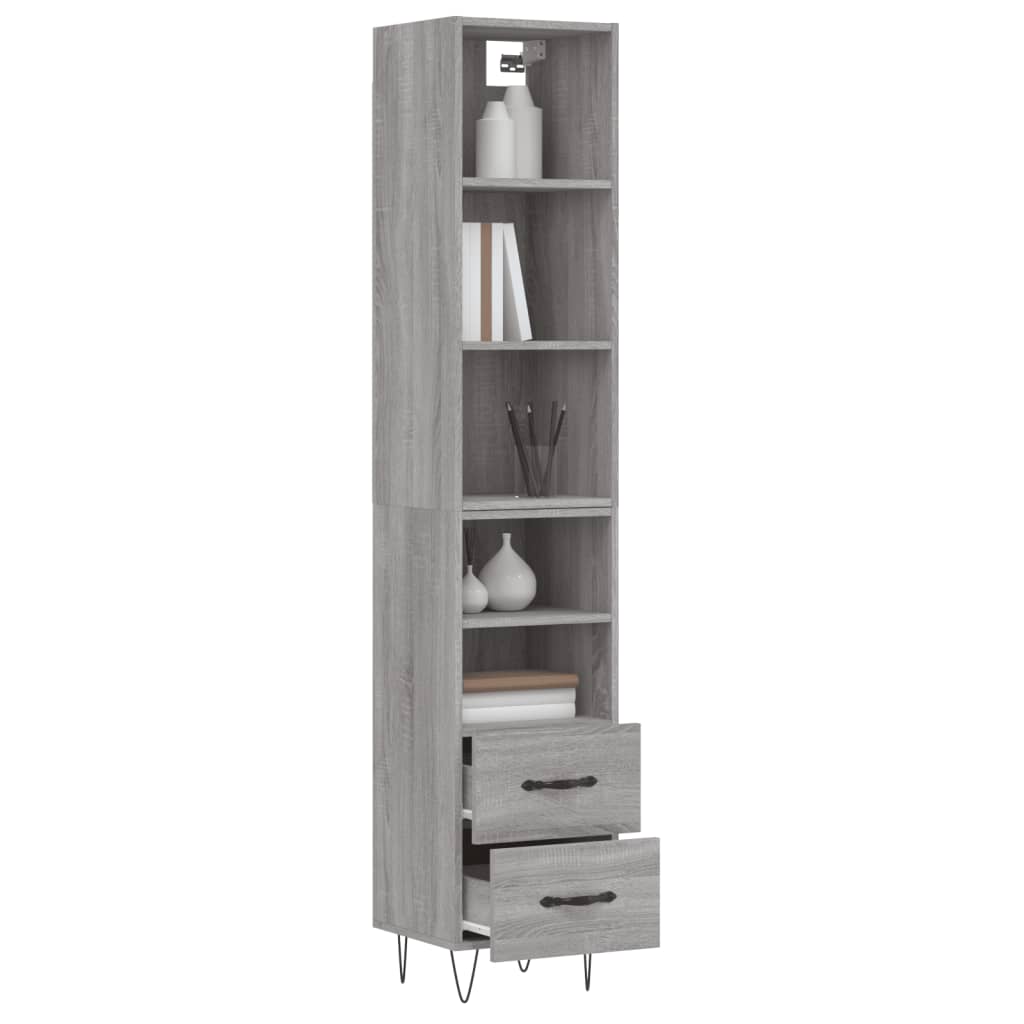 vidaXL Aparador alto madera contrachapada gris Sonoma 34,5x34x180 cm