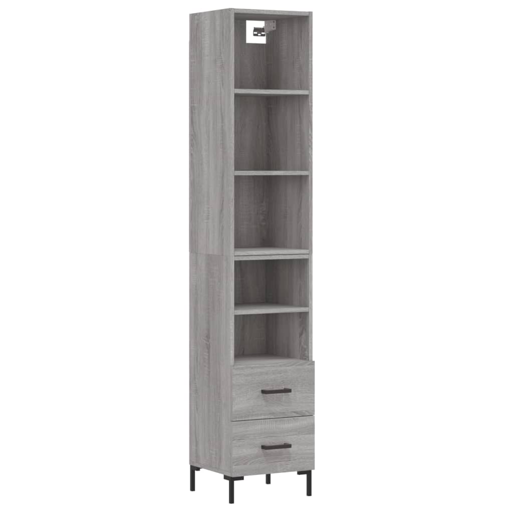 vidaXL Aparador alto madera contrachapada gris Sonoma 34,5x34x180 cm