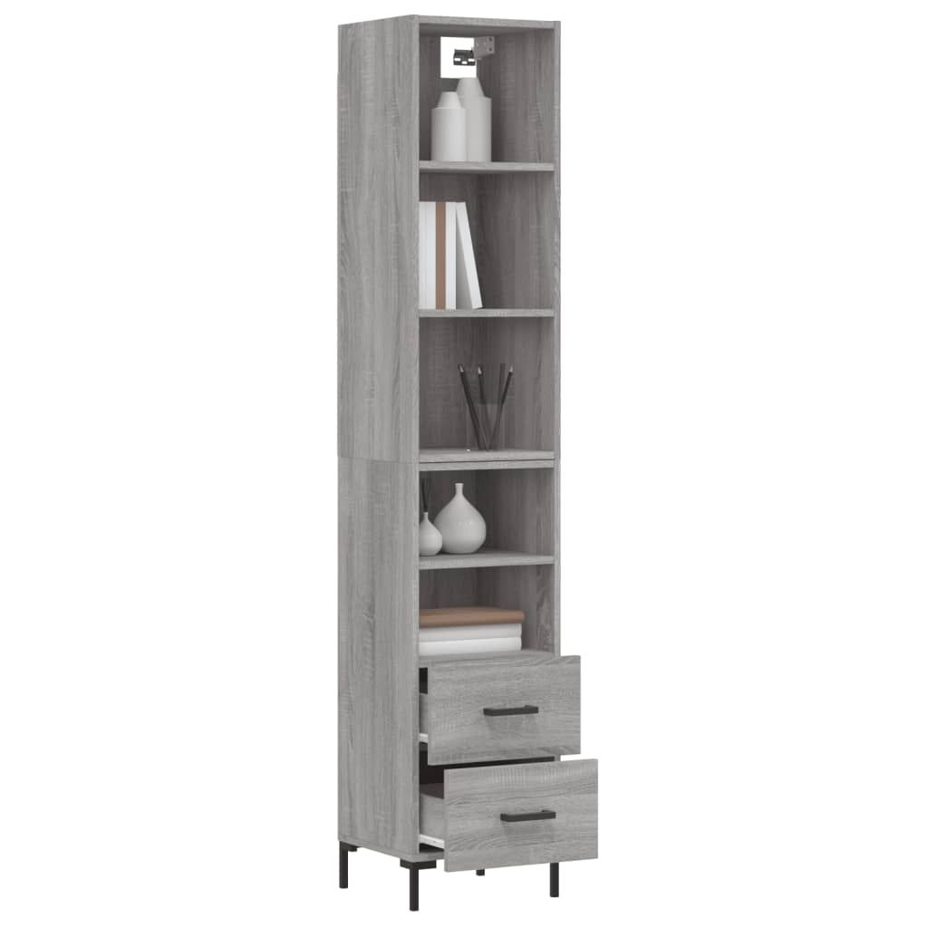 vidaXL Aparador alto madera contrachapada gris Sonoma 34,5x34x180 cm