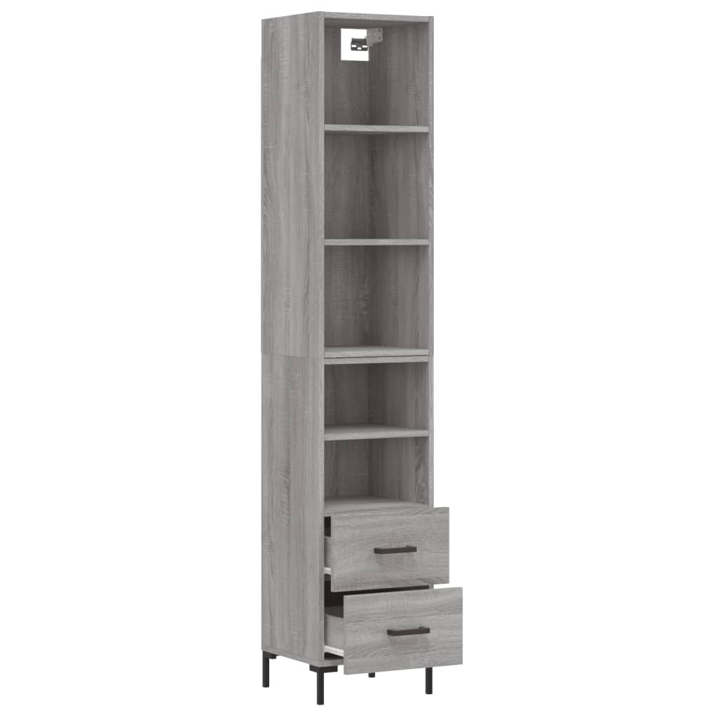 vidaXL Aparador alto madera contrachapada gris Sonoma 34,5x34x180 cm