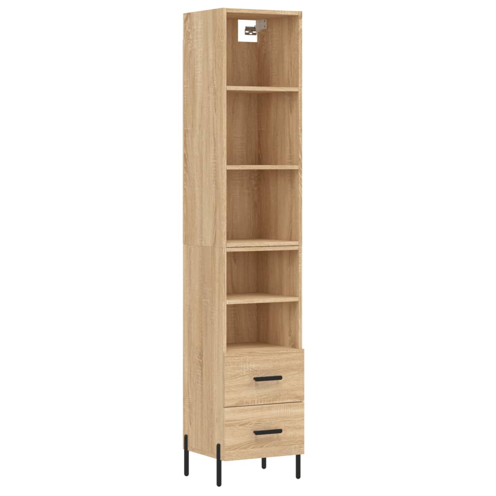 vidaXL Aparador de madera contrachapada roble Sonoma 34,5x34x180 cm