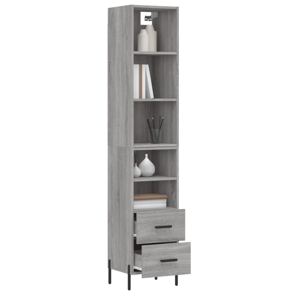 vidaXL Aparador alto madera contrachapada gris Sonoma 34,5x34x180 cm