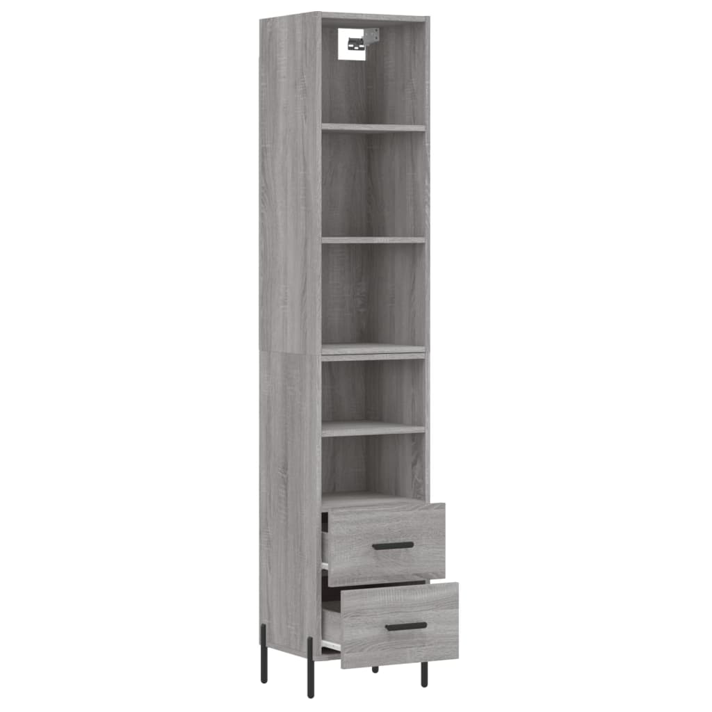 vidaXL Aparador alto madera contrachapada gris Sonoma 34,5x34x180 cm