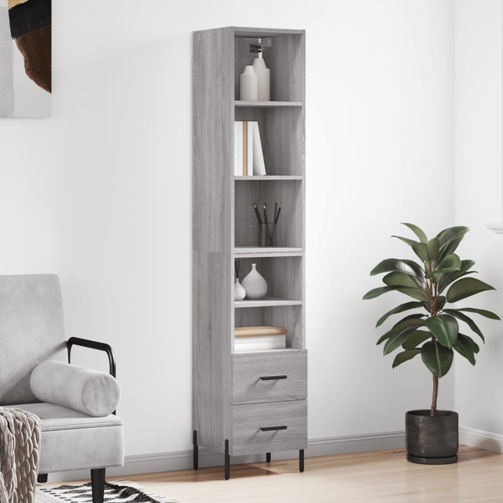 vidaXL Aparador alto madera contrachapada gris Sonoma 34,5x34x180 cm