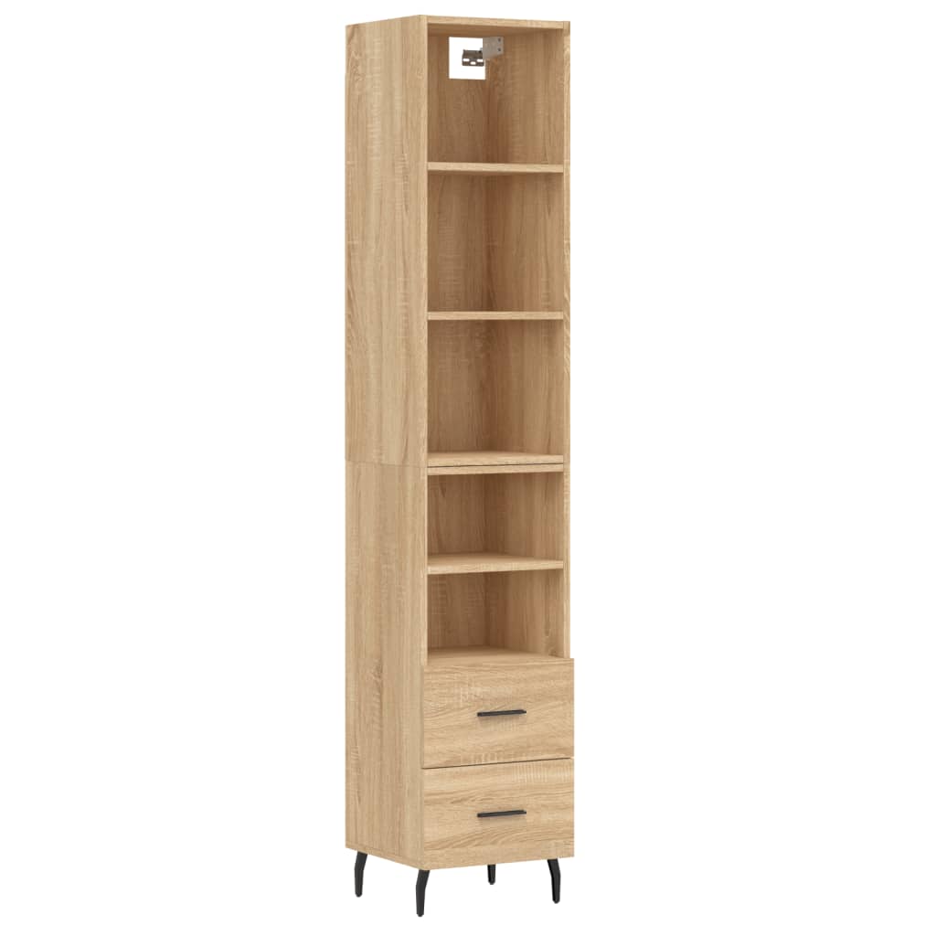 vidaXL Aparador de madera contrachapada roble Sonoma 34,5x34x180 cm