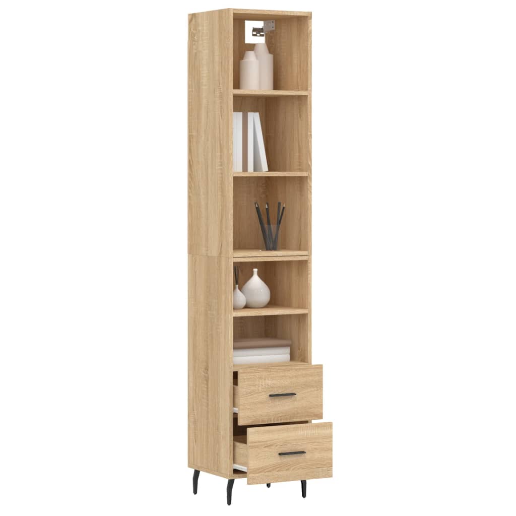 vidaXL Aparador de madera contrachapada roble Sonoma 34,5x34x180 cm