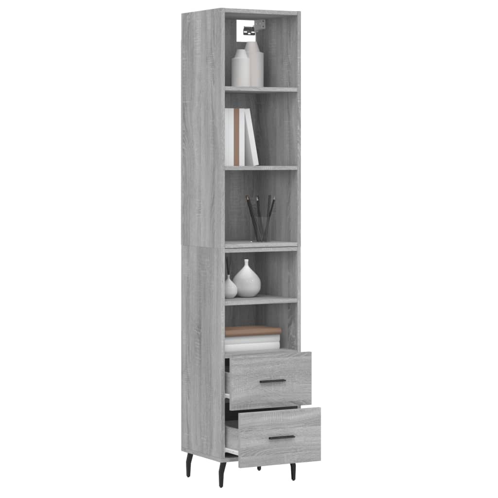 vidaXL Aparador alto madera contrachapada gris Sonoma 34,5x34x180 cm