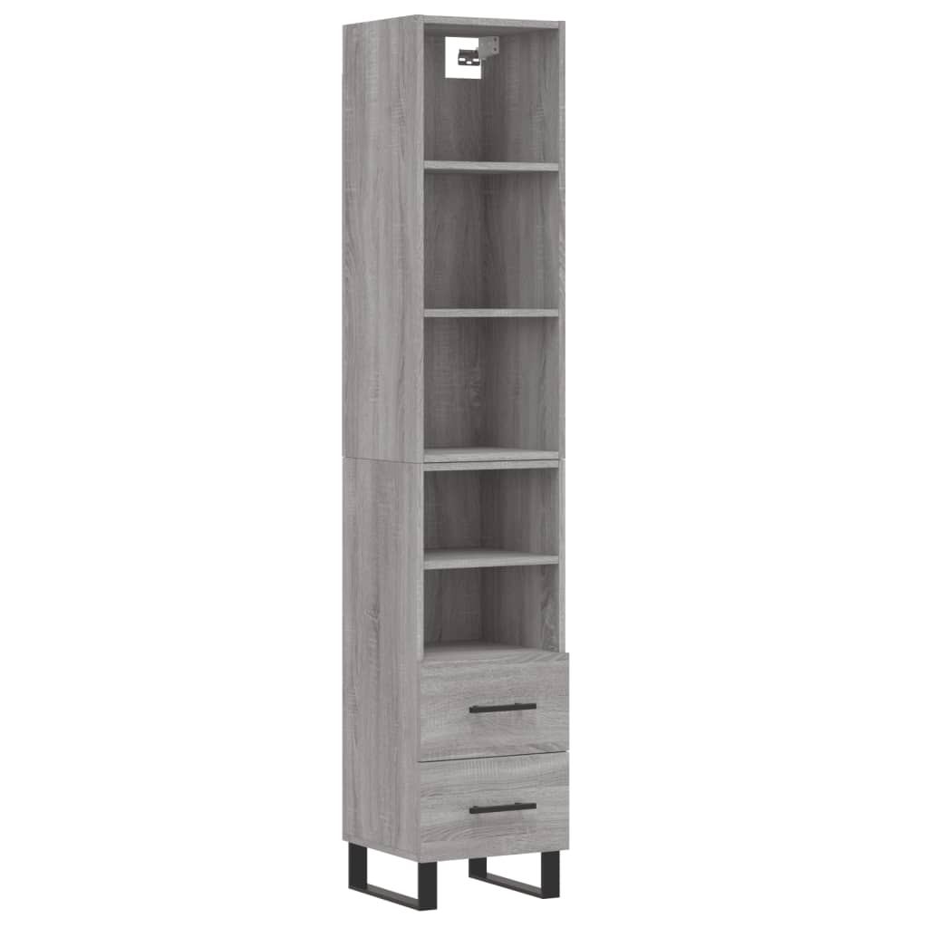 vidaXL Aparador alto madera contrachapada gris Sonoma 34,5x34x180 cm