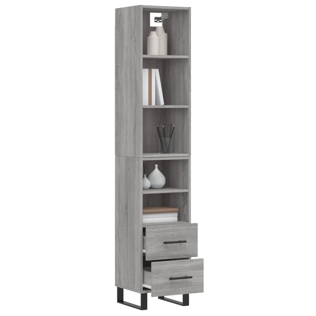 vidaXL Aparador alto madera contrachapada gris Sonoma 34,5x34x180 cm