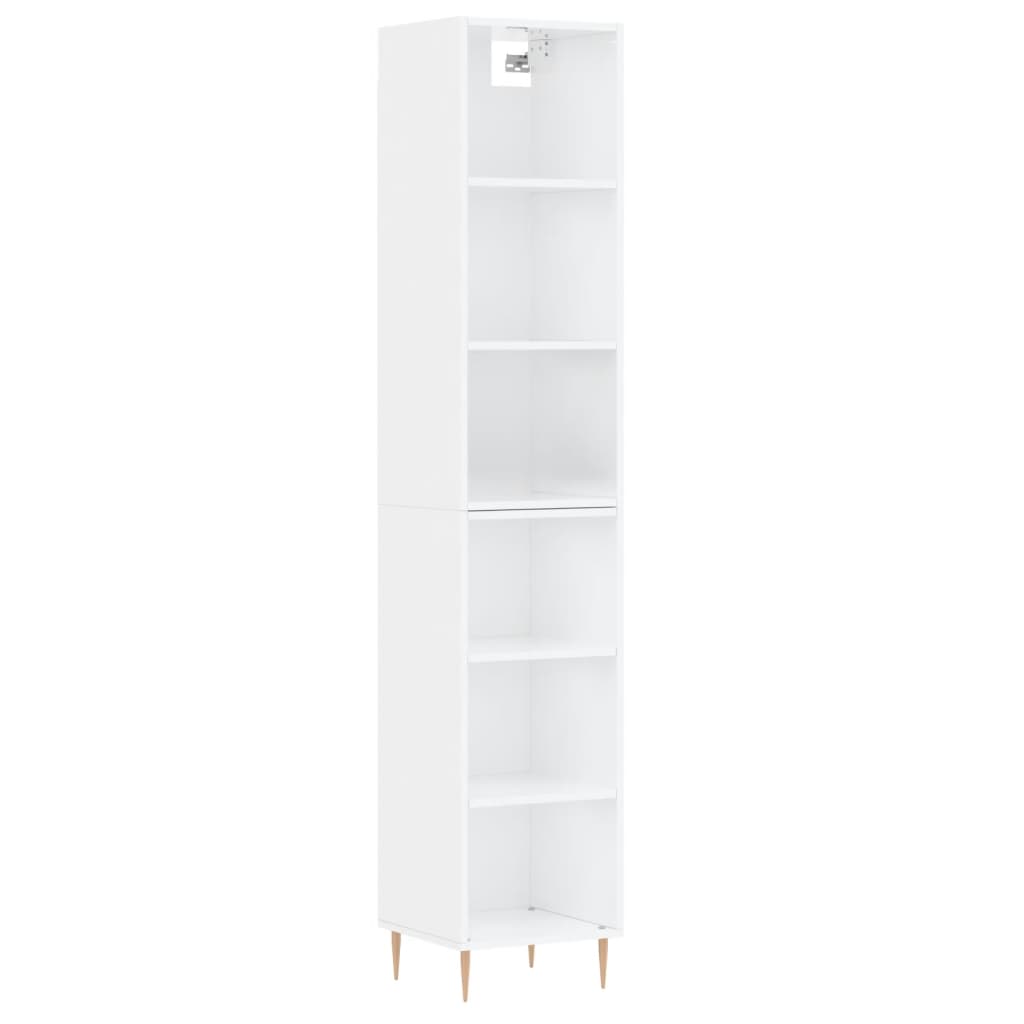 vidaXL Aparador alto contrachapada blanco brillante 34,5x32,5x180 cm