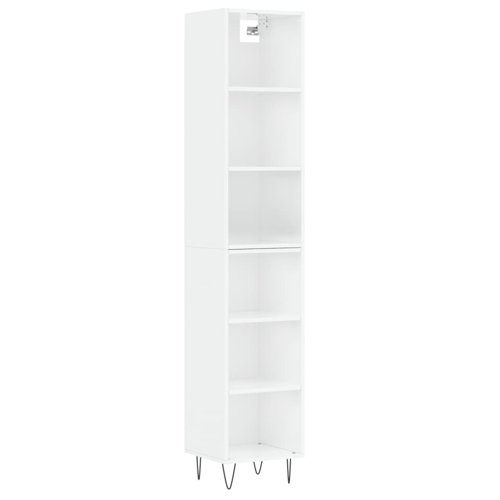 vidaXL Aparador alto contrachapada blanco brillante 34,5x32,5x180 cm