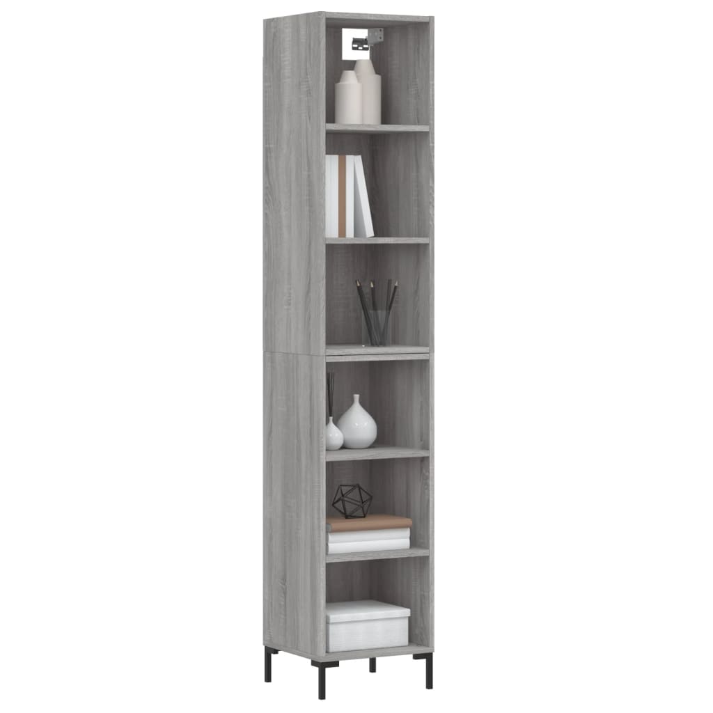 vidaXL Aparador alto madera contrachapada gris Sonoma 34,5x32,5x180 cm