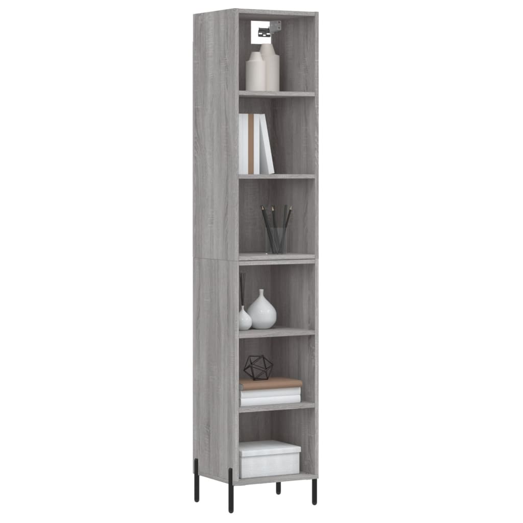 vidaXL Aparador alto madera contrachapada gris Sonoma 34,5x32,5x180 cm